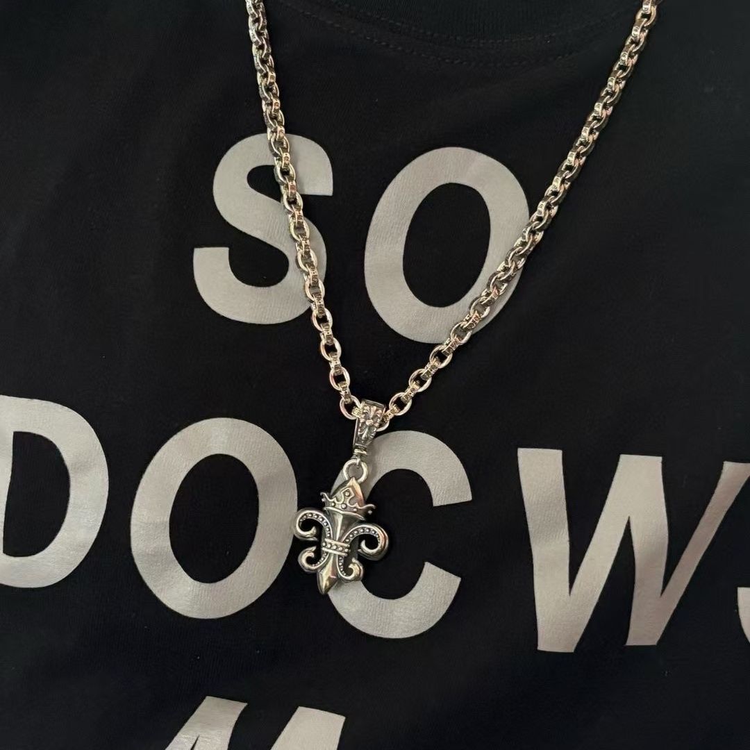 Big Anchor Crown Letter Necklace