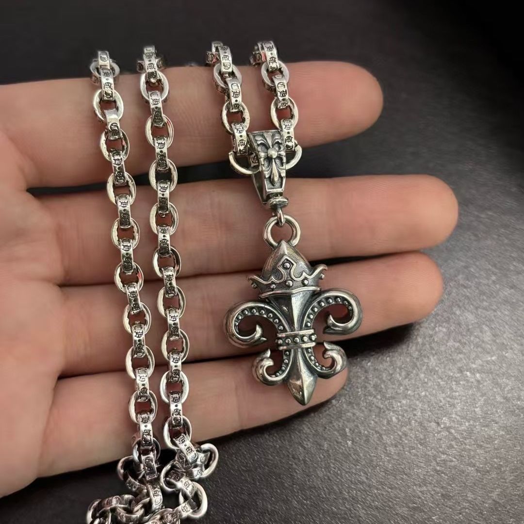 Big Anchor Crown Letter Necklace