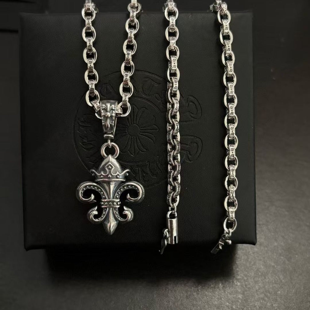 Big Anchor Crown Letter Necklace