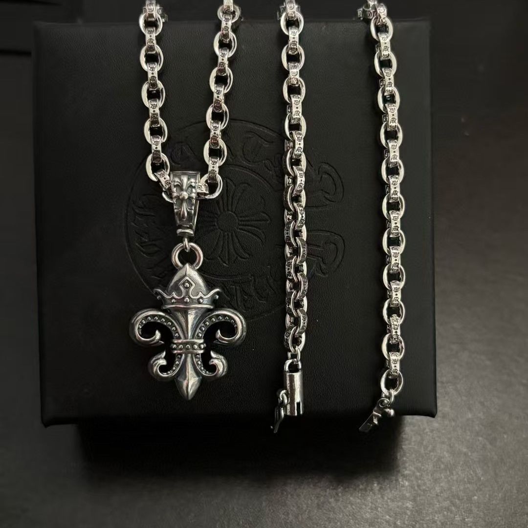 Big Anchor Crown Letter Necklace