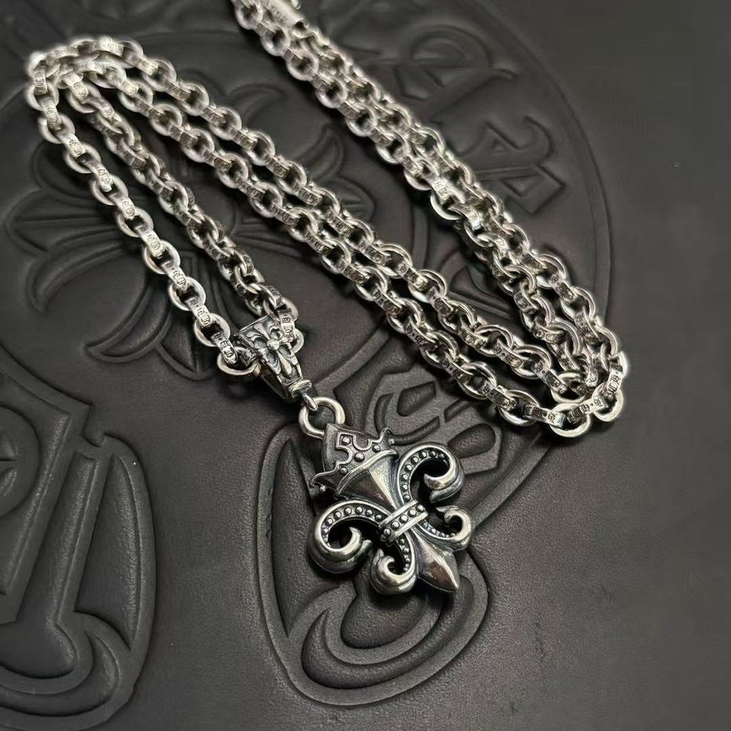 Big Anchor Crown Letter Necklace