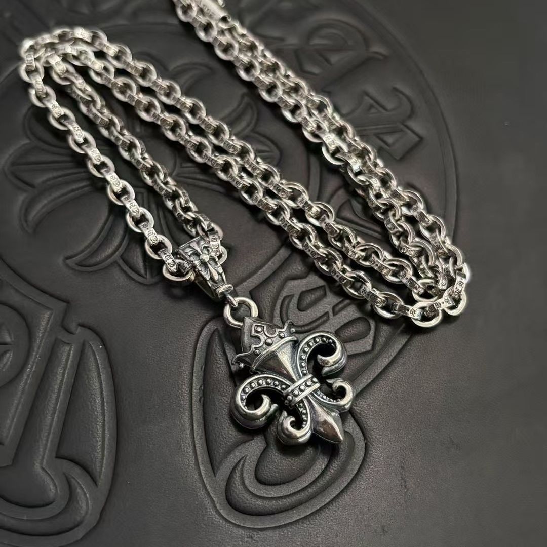 Big Anchor Crown Letter Necklace