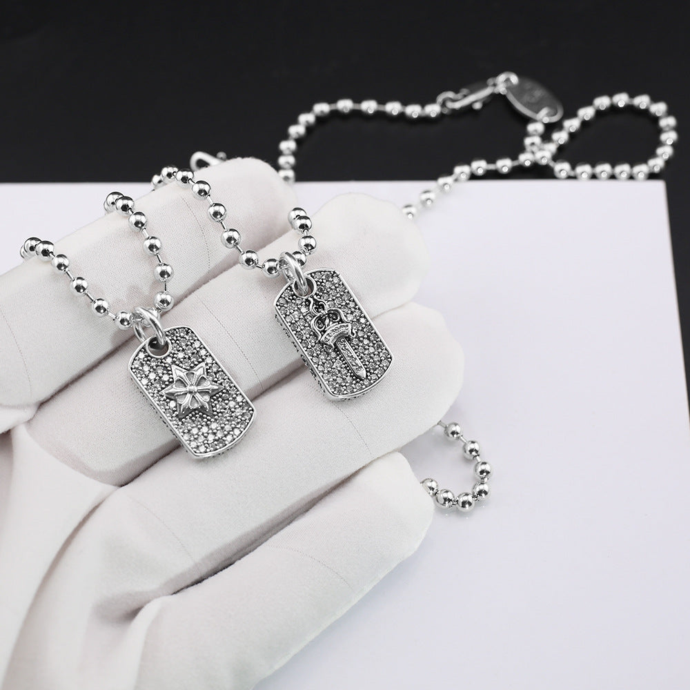 Six-Pointed Star Sword Inlaid with Diamonds Pendant