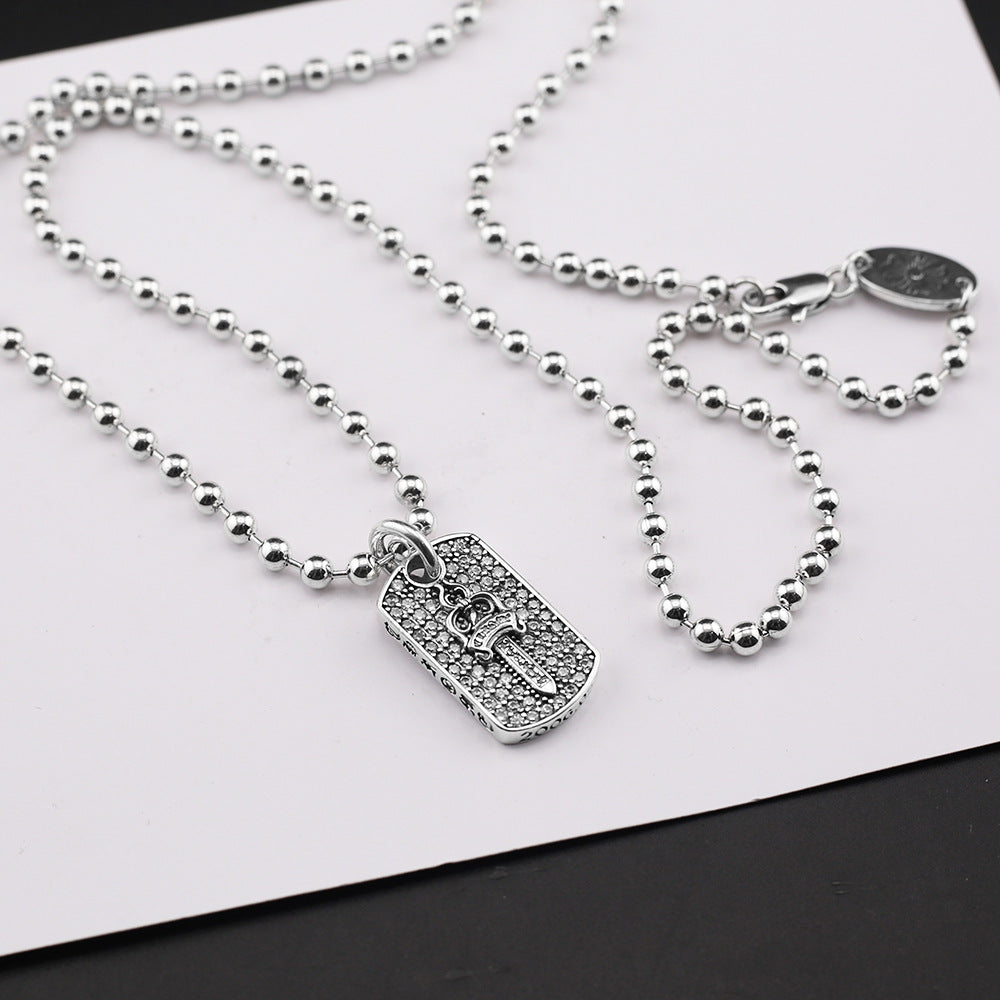 Six-Pointed Star Sword Inlaid with Diamonds Pendant