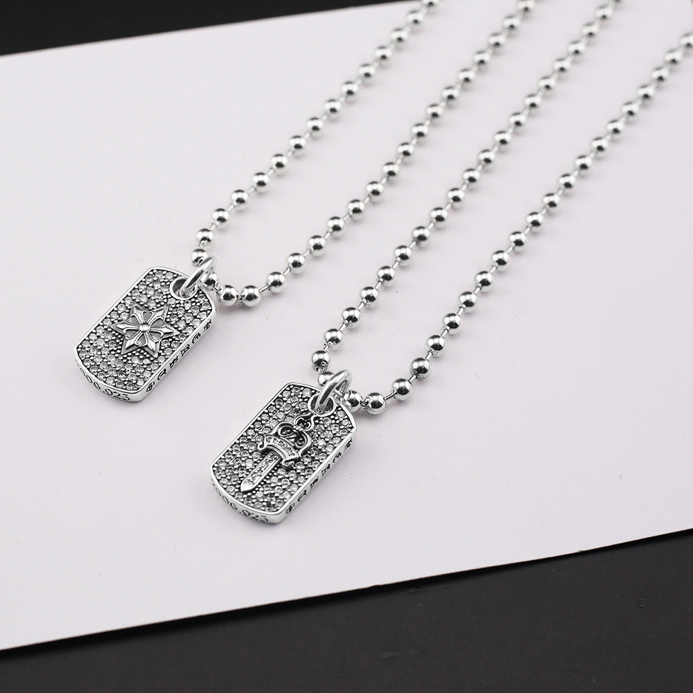 Six-Pointed Star Sword Inlaid with Diamonds Pendant