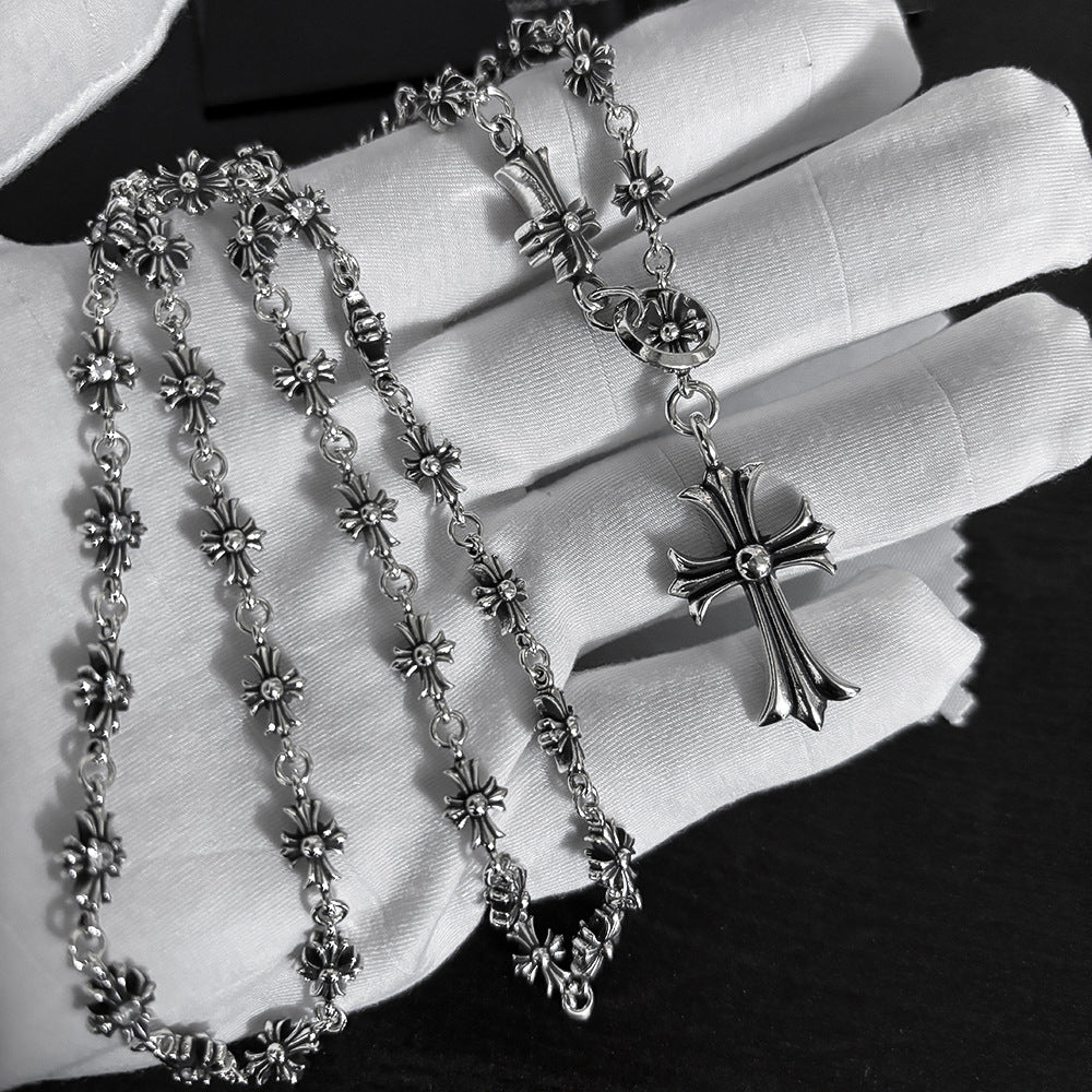 Cross Inlaid with White Diamond Necklace