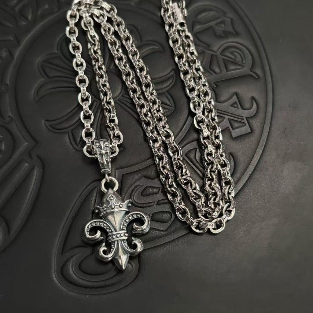Big Anchor Crown Letter Necklace