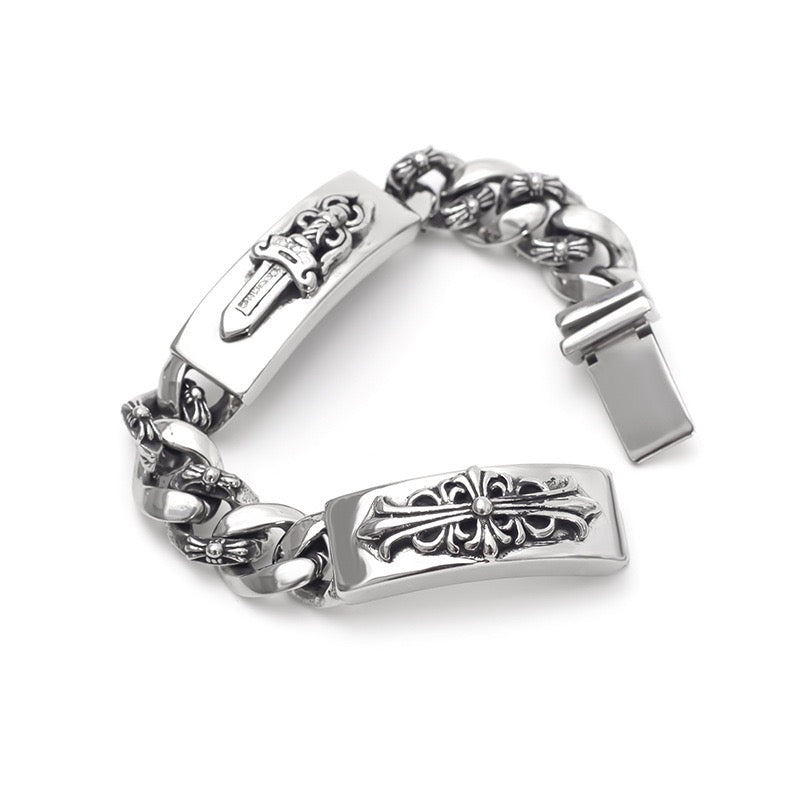 Dagger Cross Double Link Bracelet 